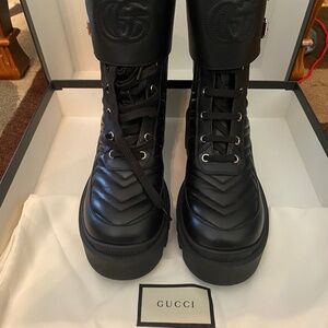 Gucci Frances GG Matelassé Platform Combat Boots